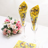 Bright Yellow Botanical Floral Paper Cocktail Napkins for Vibrant Events
